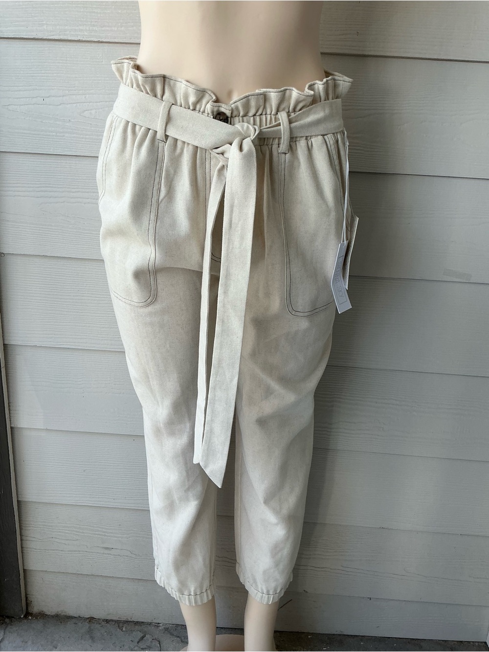 Sienna Sky Cream Paperbag Waist Tie Pants - Picture 4 of 10